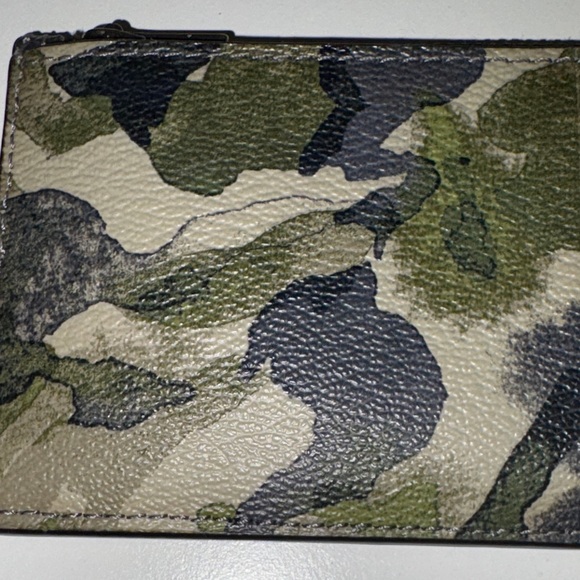 Coach Green Watercolor Script Zip Card Case - Picture 7 of 10